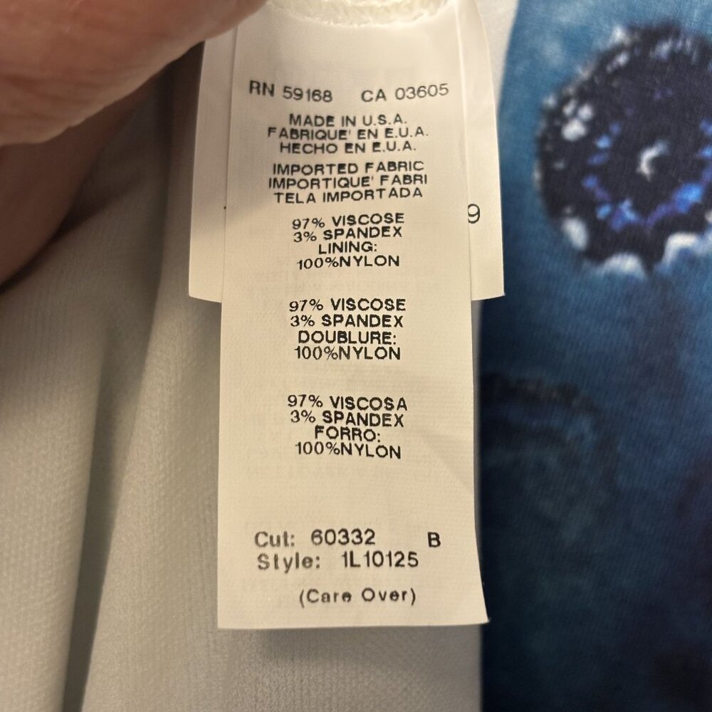 Karen Kane Tie-Dye Print V-Neck Sheath Dress With 3/4 Sleeves Fully Lined Size L - Picture 10 of 13